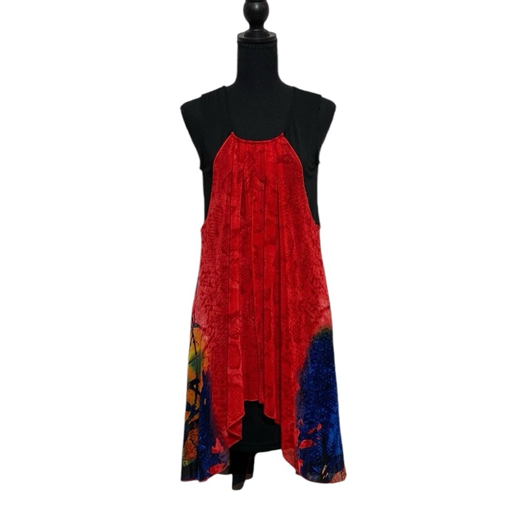 Fleur de Lis Sleeveless Layered Boho Tunic Top M